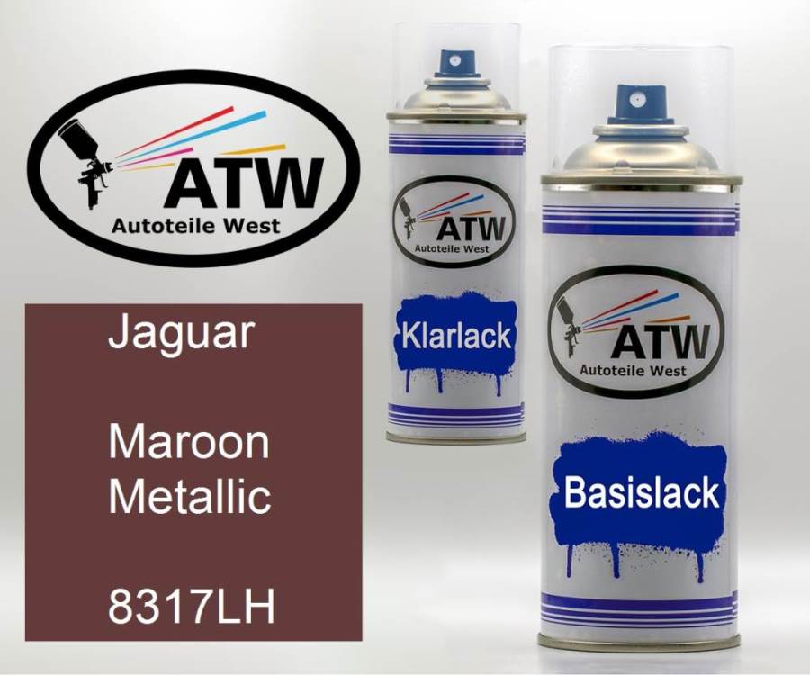 Jaguar, Maroon Metallic, 8317LH: 400ml Sprühdose + 400ml Klarlack - Set, von ATW Autoteile West.